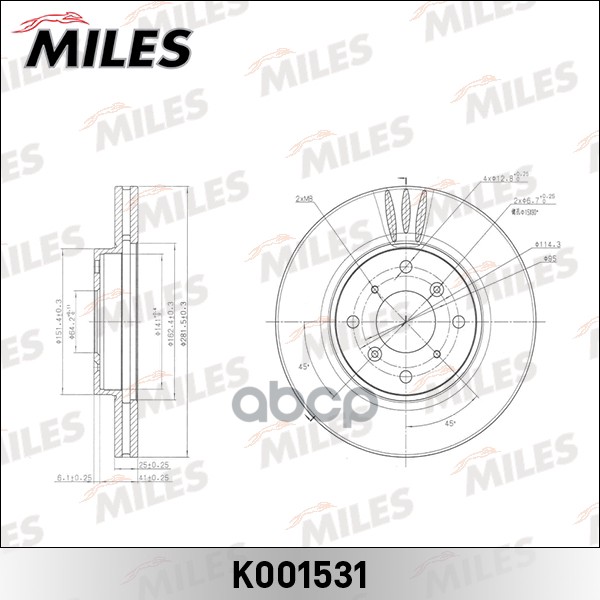 Диск тормозной передний HONDA ACCORD 1.8-2.3 98-03 (TRW DF4151) K001531 Miles арт. K001531