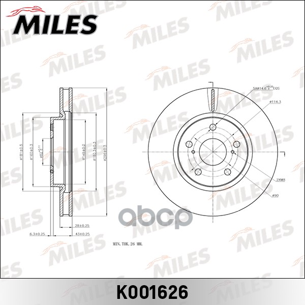 Диск тормозной передний LEXUS IS I/II/III (TRW DF7340) K001626 Miles арт. K001626