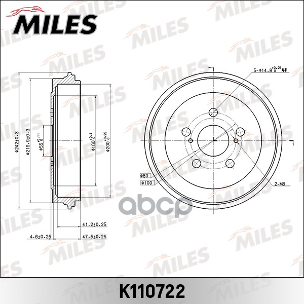 Барабан тормозной Toyota Corolla 03- Miles арт. k110722