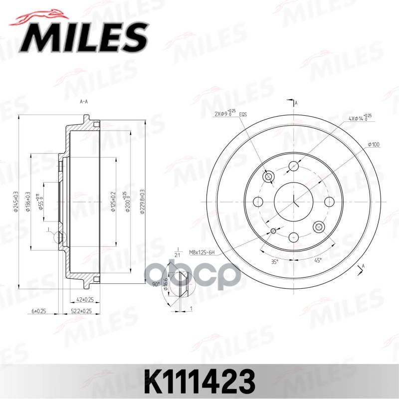 Барабан тормозной MAZDA 323 98-04 (TRW DB4279) K111423 Miles арт. K111423