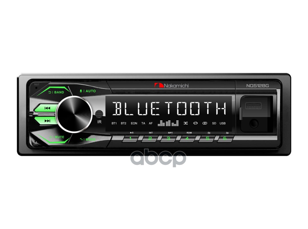 Автомагнитола Nakamichi Nq512bg 1 Din, Usb, Aux, Bluetooth, 50X4 Вт,Зел. Nakamichi Nak-Nq512bg NAKAMICHI арт. NAK-NQ512BG