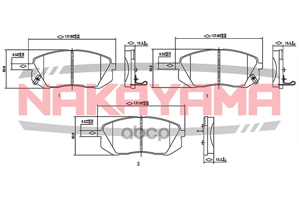 Колодки тормозные дисковые передние KIA CARENS 2.0CVVTI/CRDI 06- HP8362NY NAKAYAMA арт. HP8362NY