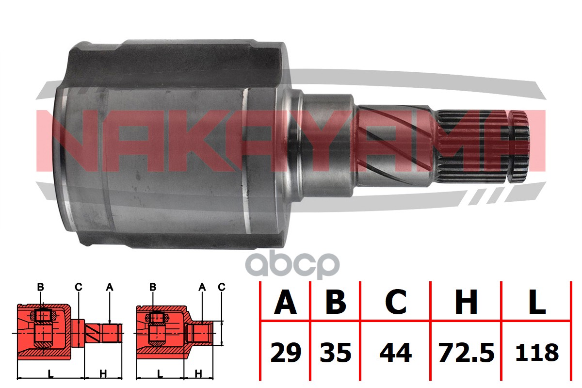 Шрус Внутр. К-Кт Левый Tesla Model S/X 12- (29X35x190.5x44) NAKAYAMA арт. NJ7830NY