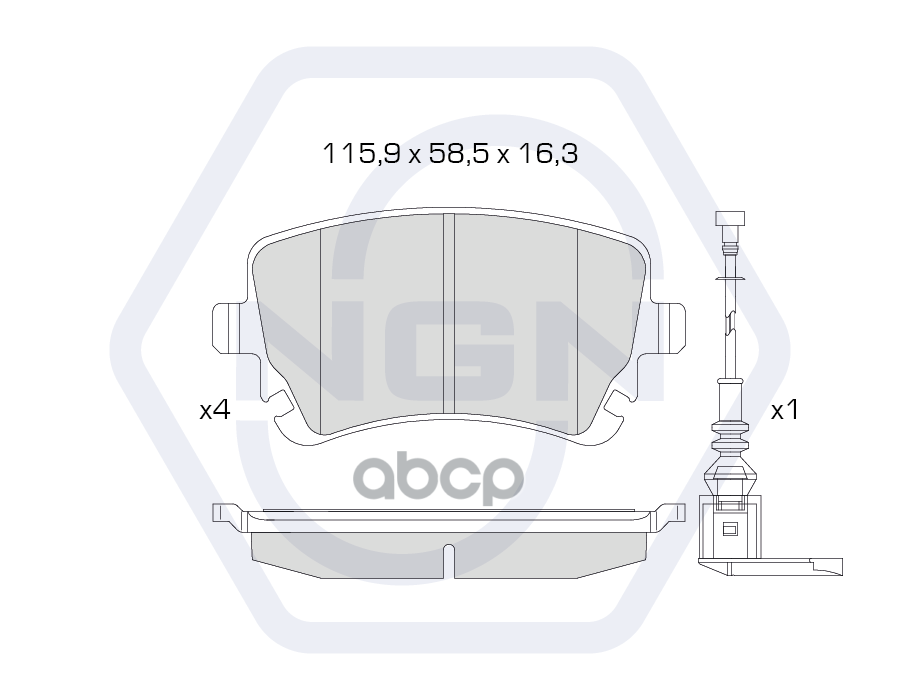 Колодки тормозные керамические  задние VW Transporter V-VI 03> NGN арт. 3501676
