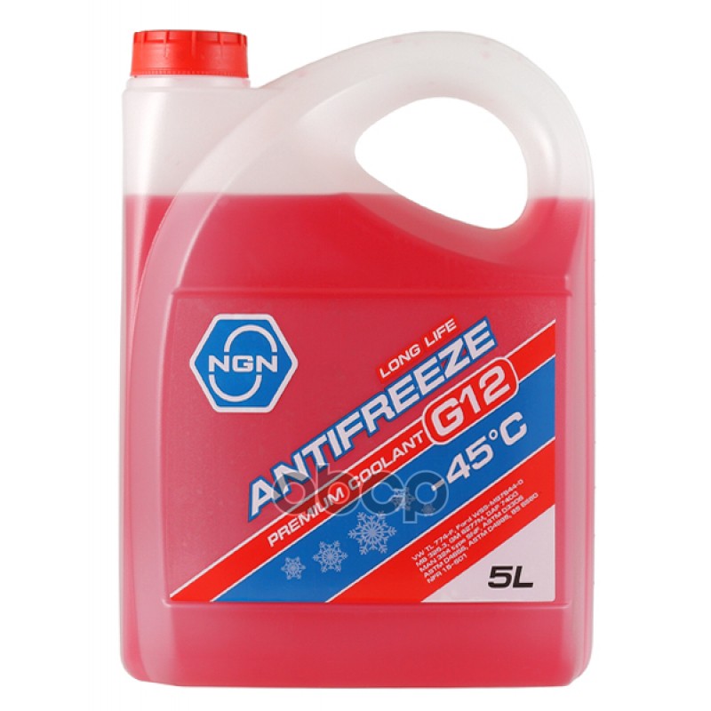 Антифриз NGN G12-45 (RED) ANTIFREEZE 5л V172485339 NGN арт. V172485339