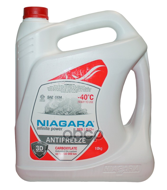 Жидкость охлаждающая Антифриз Ниагара G12+ (карбоксилатный)(красный) 10 кг 001001001012 NIAGARA арт. 001001001012