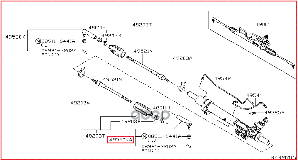 Наконечник Рулевой Тяги Лев Nissan: Titan 04-10, Armada 05-10  Infiniti: Qx56 04-10 NISSAN арт. 485207S025