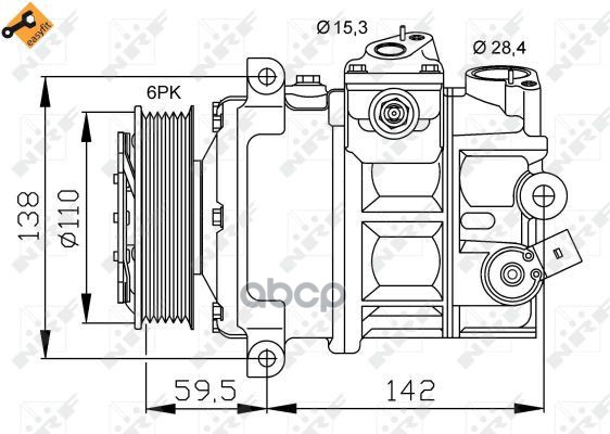 Компрессор Кондиционера Vw Golf 1.9D 04- NRF арт. 32147