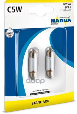 Лампа Накаливания Сигнальная C5w Sv8.5-8 Festoon Lamps 12V 5W 35 Мм Блистер 2 Шт Narva арт. 171254000