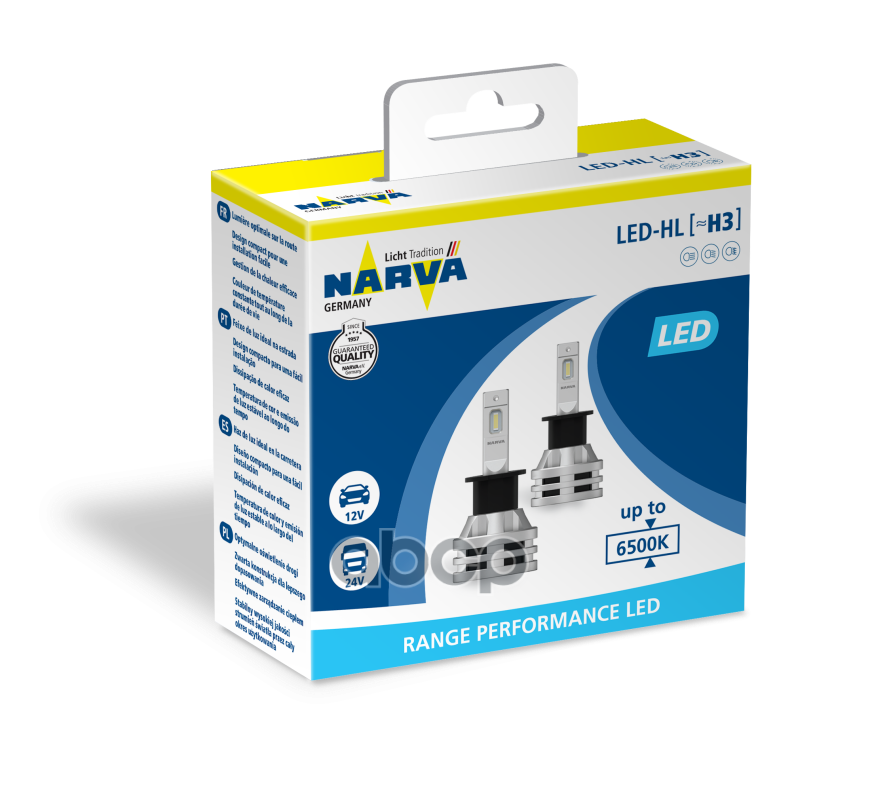 Комплект Светодиодных Ламп Led H3 Rpl2 12В/24В 6500К X2 Narva арт. 18058
