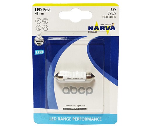 Лампа Светодиодная Festoon 43Mm Led 12V 0.6W Sv8,5 B1 Narva арт. 18080