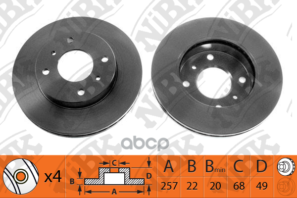 Диск тормозной передний NISSAN ALMERA CLASSIC/N16/PRIMERA P10/P11 R14 RN1039 NiBK арт. RN1039