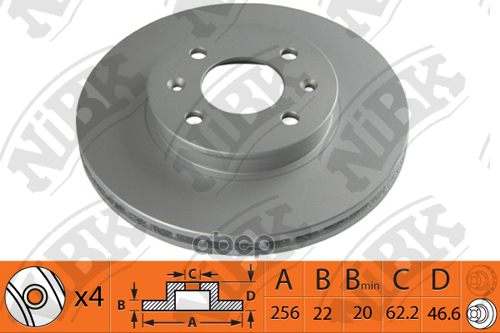 Диск тормозной HYUNDAI ACCENT 05-/i20 08-/KIA RIO II 05- передний RN1370 NiBK арт. RN1370