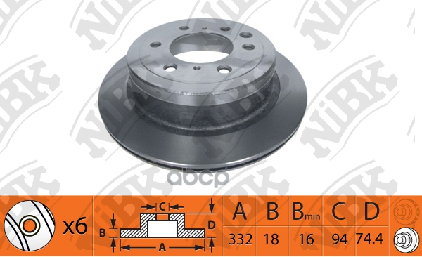 Диск тормозной MITSUBISHI PAJERO 07- задний D332мм RN1401 NiBK арт. RN1401