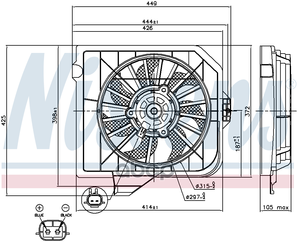 Вентилятор Chrysler Voyager 01- Nissens арт. 85091