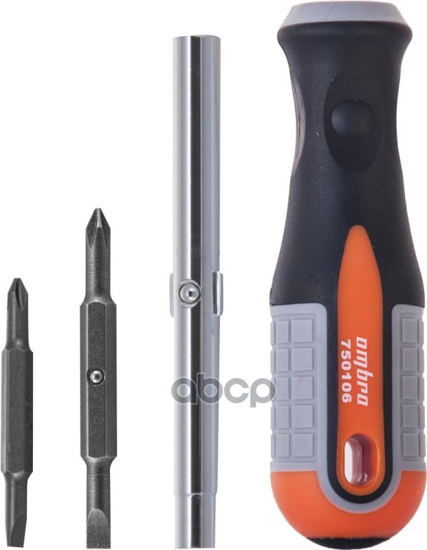 Отвертка Стержневая 6 В 1 Round Grip 1/4,5/16Dr, Sl5,6, Ph1,2 OMBRA арт. 750106