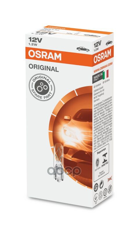 Лампа 2721 W1 2W 12V (1 2W) W2x4 6d стеклянный цоколь Osram арт. 2721