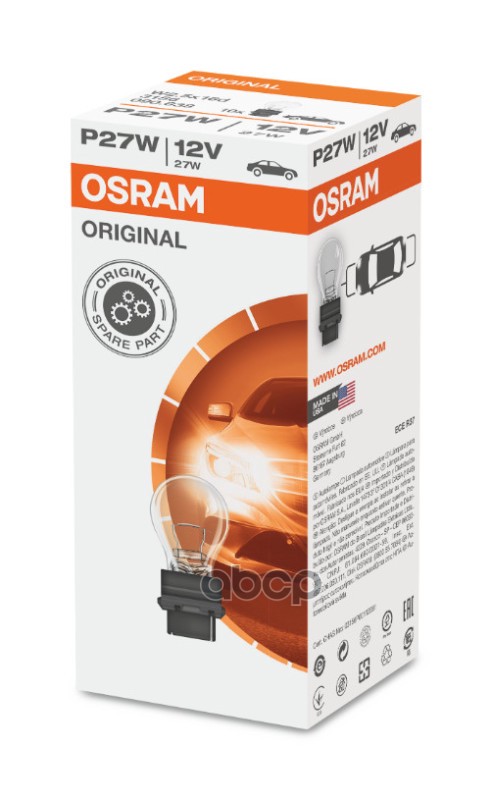 Лампа 12V P27W 27W OSRAM ORIGINAL LINE 1 шт. картон 3156 Osram арт. 3156