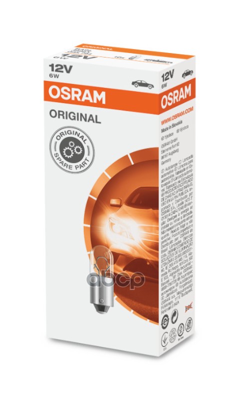 Лампа Накаливания Сигнальная T6w Ba9s Original 12V 6W Картон 10 Шт (Цена За Штуку) Osram арт. 3886X