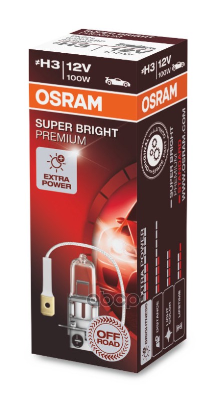 Лампа H3 12V 100W Pk22s Off-Road Super Bright Premium Лампы Повышенной Мощности 1 Шт. Osram арт. 62201SBP