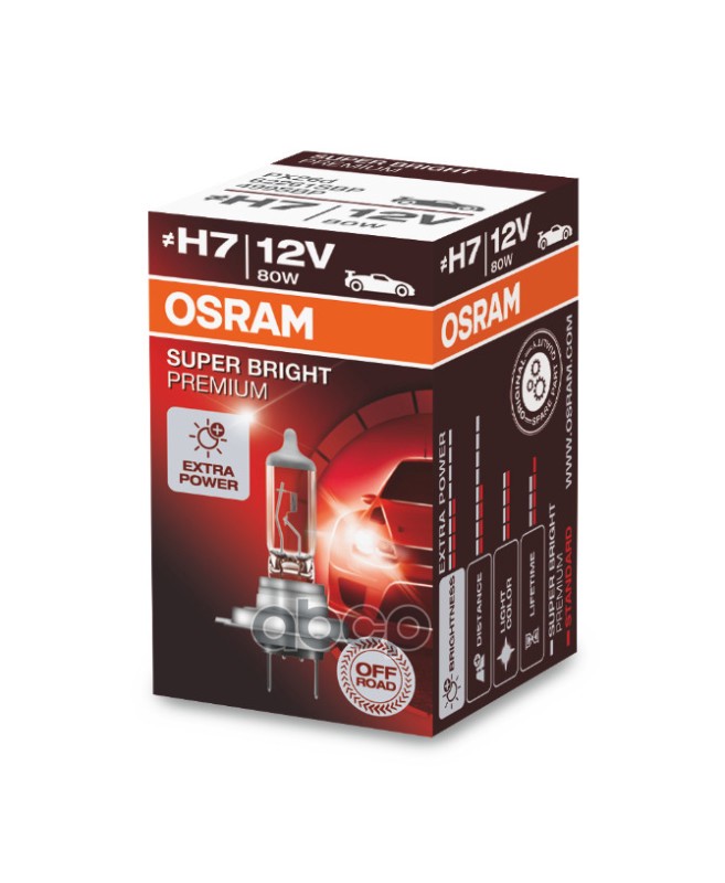 Лампа  H7 62261SBP 80W 12V PX26D 10X10X1 OSRAM Osram арт. 62261sbp