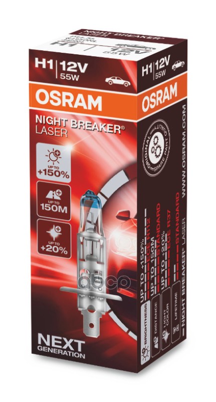 Лампа галогенная Night Braker Laser H1 12V 55W P14.5s 3800K 64150NL Osram арт. 64150NL