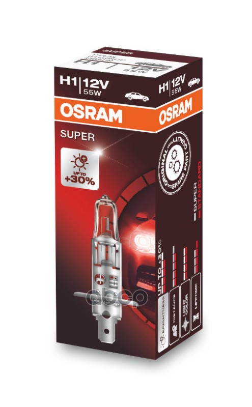 Лампа галогеновая головного света H1 P14.5s 12V 55W SUPER картон 1шт Osram арт. 64150SUP