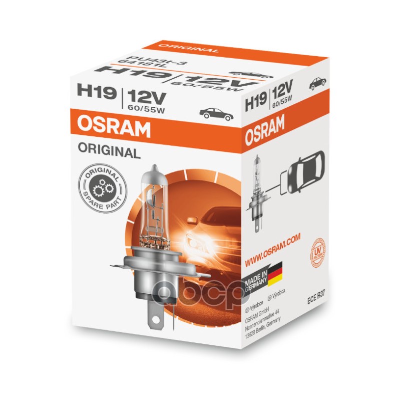 Лампа 64181L H19 60/55W 12V PU43T-3 10X10X11AOSRAM Osram арт. 64181l