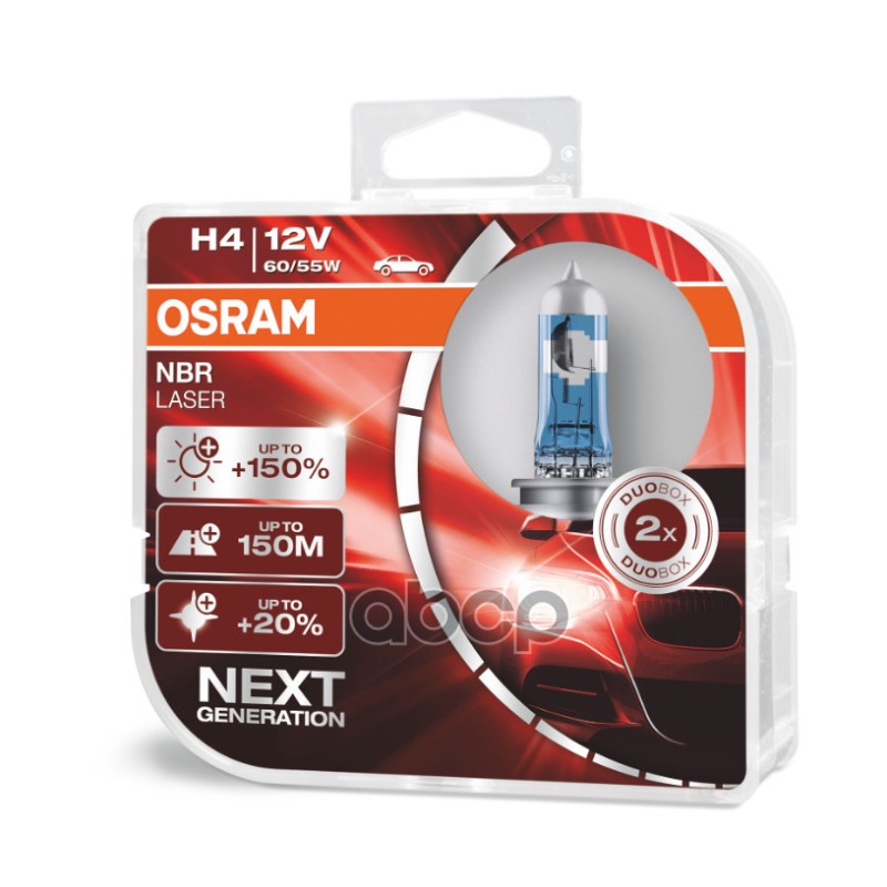 Лампа галогеновая головного света H4 P43t 3400K Night Breaker Laser 12V 60/55W 2шт Osram арт. 64193NLHCB