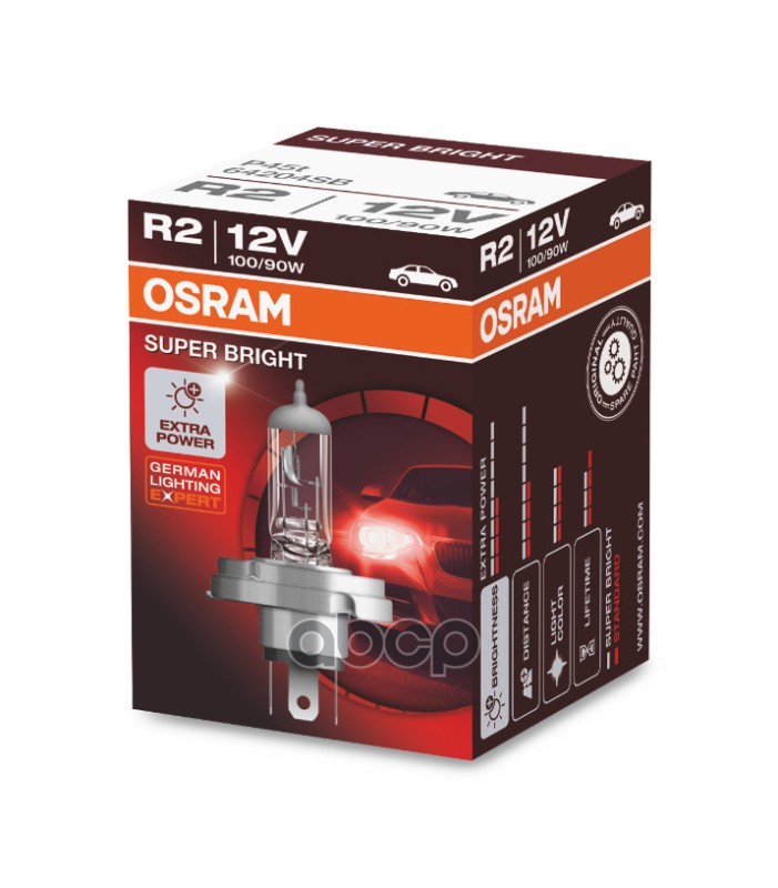 Лампа Галогенная R2 12V 100/90W P45t Off-Road Super Brigh (Для Спец Техники) Osram арт. 64204SB
