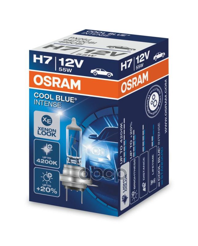Лампа Галогенная Osram Cool Blue Intense Xenon Look, H7, 4200K, 55W, Коробка, 1 Шт Osram арт. 64210CBI