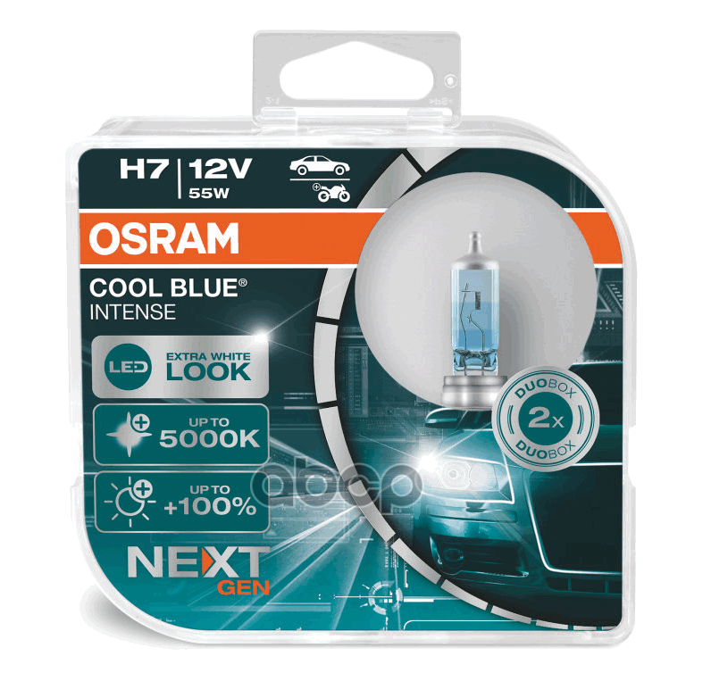 Лампа галогеновая головного света H7 PX26d 12V 55W 5000K Cool Blue Intense 2шт Osram арт. 64210CBNHCB