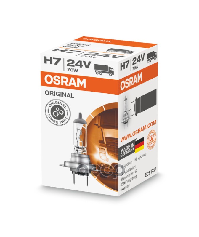 Лампа галогеновая головного света H7 PX26d Original 24V 70W Картон 1шт Osram арт. 64215