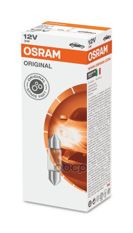 Лампа 6428 C3W 12V (3W) SV7-8 двухцокольная  28 мм. Osram арт. 6428
