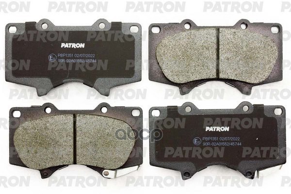 Колодки тормозные дисковые перед. TOYOTA: HILUX вездеход закрытый 00-05, LAND CRUISER 02- PBP1351 PATRON арт. PBP1351