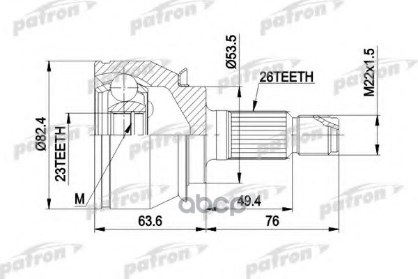 ШРУС наружн компл. PCV1001 PATRON арт. PCV1001