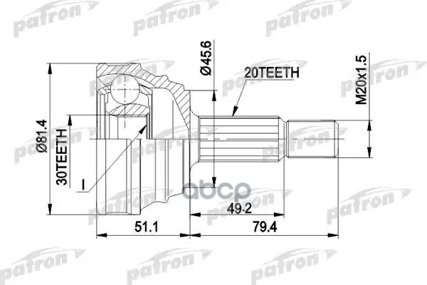 Шрус Наружн К-Кт 20X45.5x30 Vw: Polo, Derby 11.83-7.94 PATRON арт. PCV1034