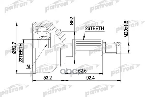 Шрус Наружн К-Кт 26X52x23 Mazda: 626 1.6-1.8 10.82-6.87 PATRON арт. PCV1069