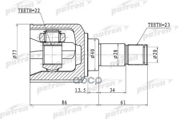 Шрус Внутренний 22X40x23 Ford Fiesta 95-01 PATRON арт. PCV1071
