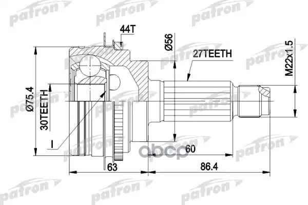 Шрус Наружн К-Кт 27X56x30 Subaru: Impreza 2Wd, 4Wd, Legacy 92- PATRON арт. PCV1084