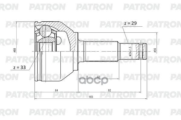 Шрус Наружный 29X56x33 Nissan Qashqai J10f 1.6I 06- PATRON арт. PCV1150
