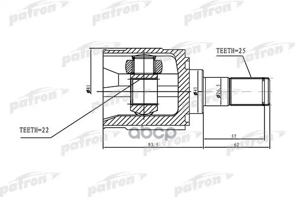 Шрус Внутренний 25X41x22 Kia Rio 05- PATRON арт. PCV1168
