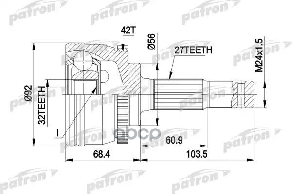 Шрус Наружн К-Кт 27X56x32 Abs:42t Nissan: Primera С Abs 2.0 10.90- PATRON арт. PCV1173