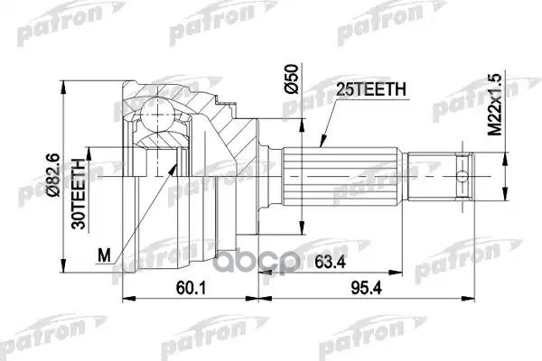 Шрус Наружн К-Кт 25X50x30 Mitsubishi: Lancer 88-93 PATRON арт. PCV1191