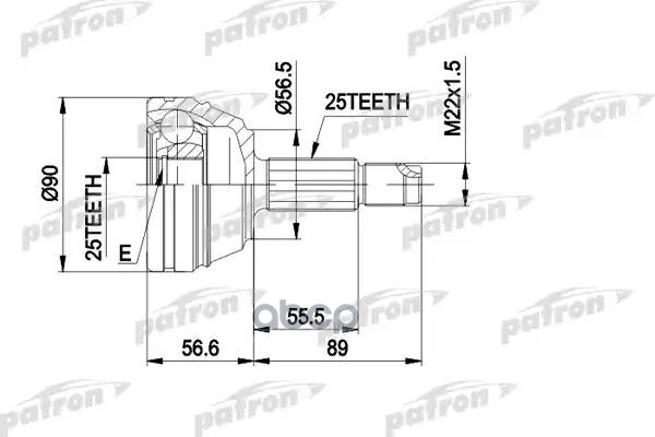 Шрус Наружн К-Кт 25X56.5x25 Ford: Escort 1.8Td 93-95, 95-98 PATRON арт. PCV1198