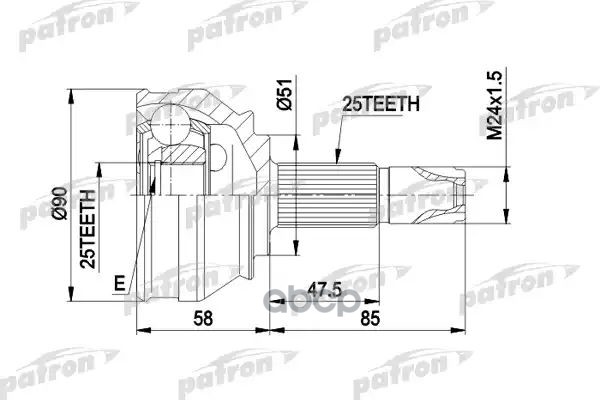 Шрус Наружн К-Кт 25X51x25 Alfa Romeo:147 1.6/2.0 01-, Fiat: Barchetta 1.8 16V (Ch.-No. 0043319-)05/99-, Brava/O 1.9Jtd 12/98-...