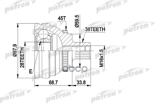 Шрус Наружн К-Кт Audi: S6 4.2Quattro Ркпп/Акпп (213Kw) 06.94-12.97, С Abs 45 PATRON арт. PCV1277