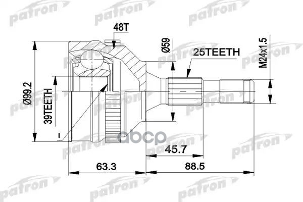 Шрус Наружн К-Кт [Abs:48] Citroen: Xantia 93 - 98, Xantia 98 - 03, Xantia Break 95 - 98, Xantia Break 98 - 03 PATRON арт. PCV...