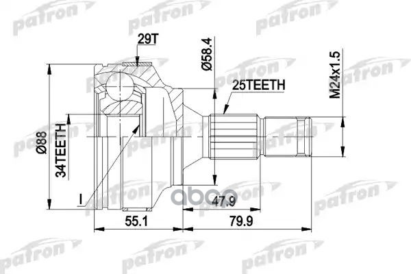 Шрус Наружн К-Кт Citroen: Berlingo 96 -, Berlingo Фургон 96 -, Xsara 97 - 05, Xsara Break 97 - 05, Xsara Купе 98 - 05, Peugeo...