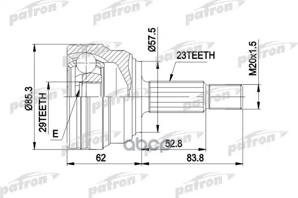 Шрус Наружн К-Кт 23X57.5x29 Renault: Laguna 03.97-03.01 3.0 24V PATRON арт. PCV1317